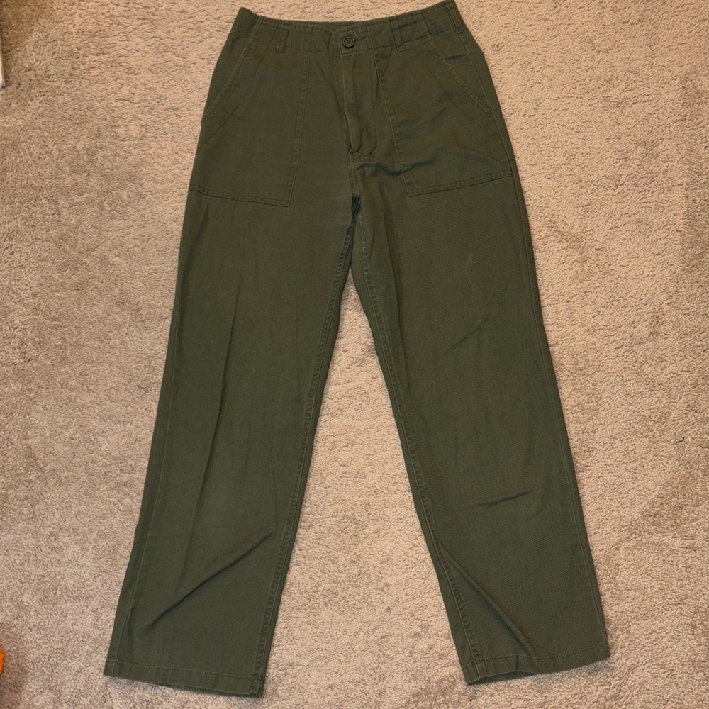 John Galt Green Wide Leg Ankle Pants
